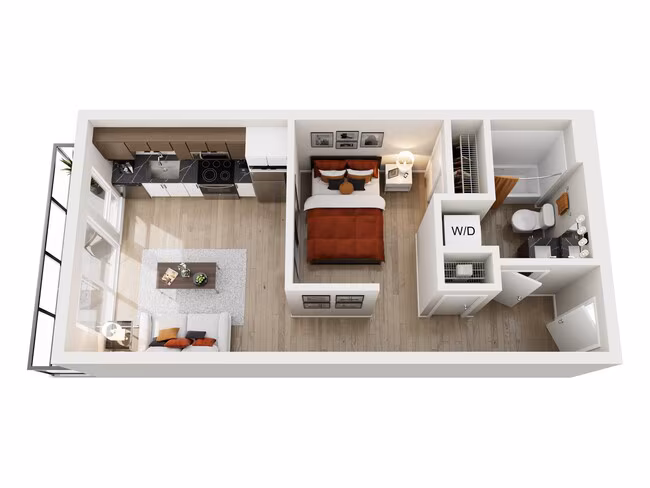 Open 1x1 A 407 floor plan